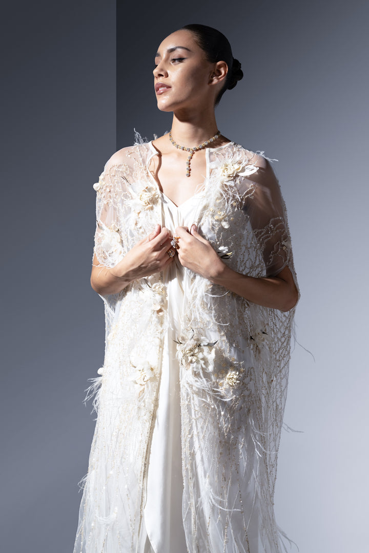 IVORY OPULENCE LONG CAPE