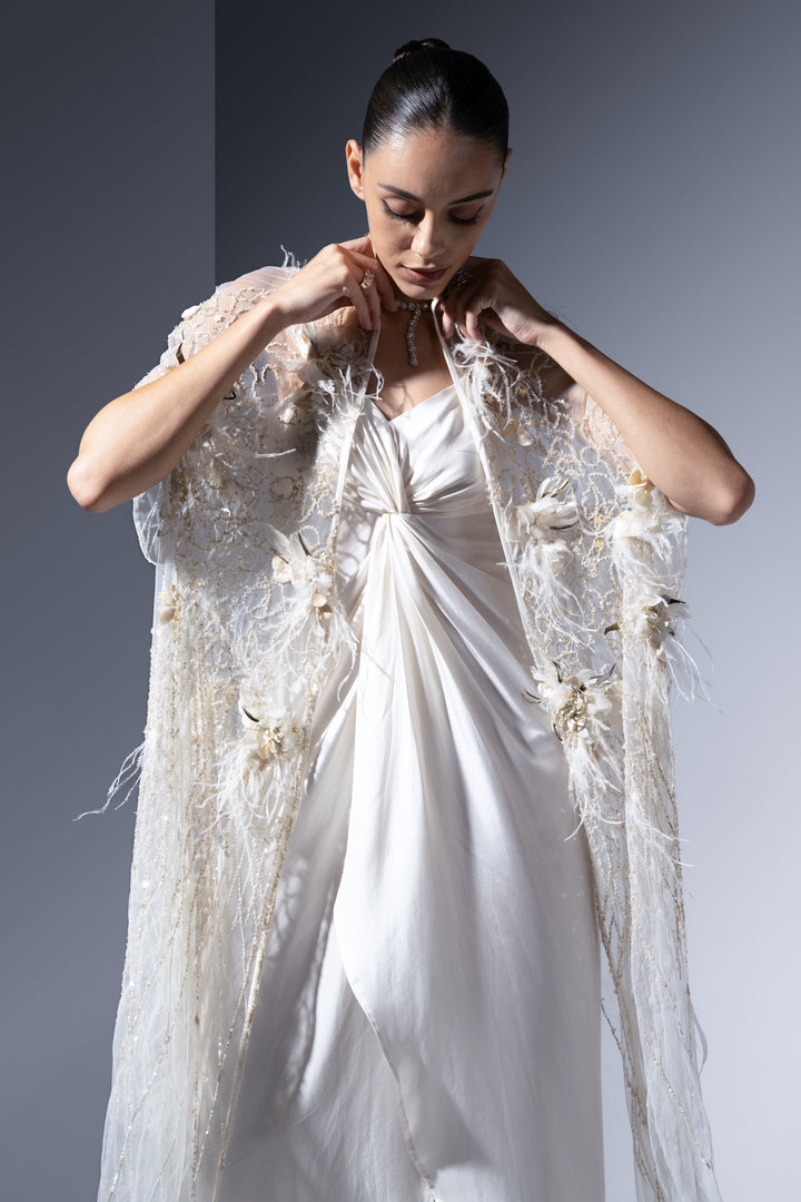 IVORY OPULENCE LONG CAPE