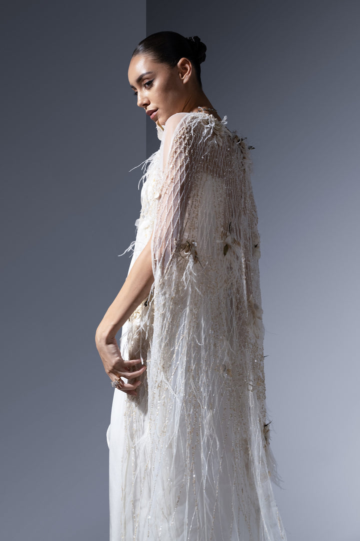 IVORY OPULENCE LONG CAPE
