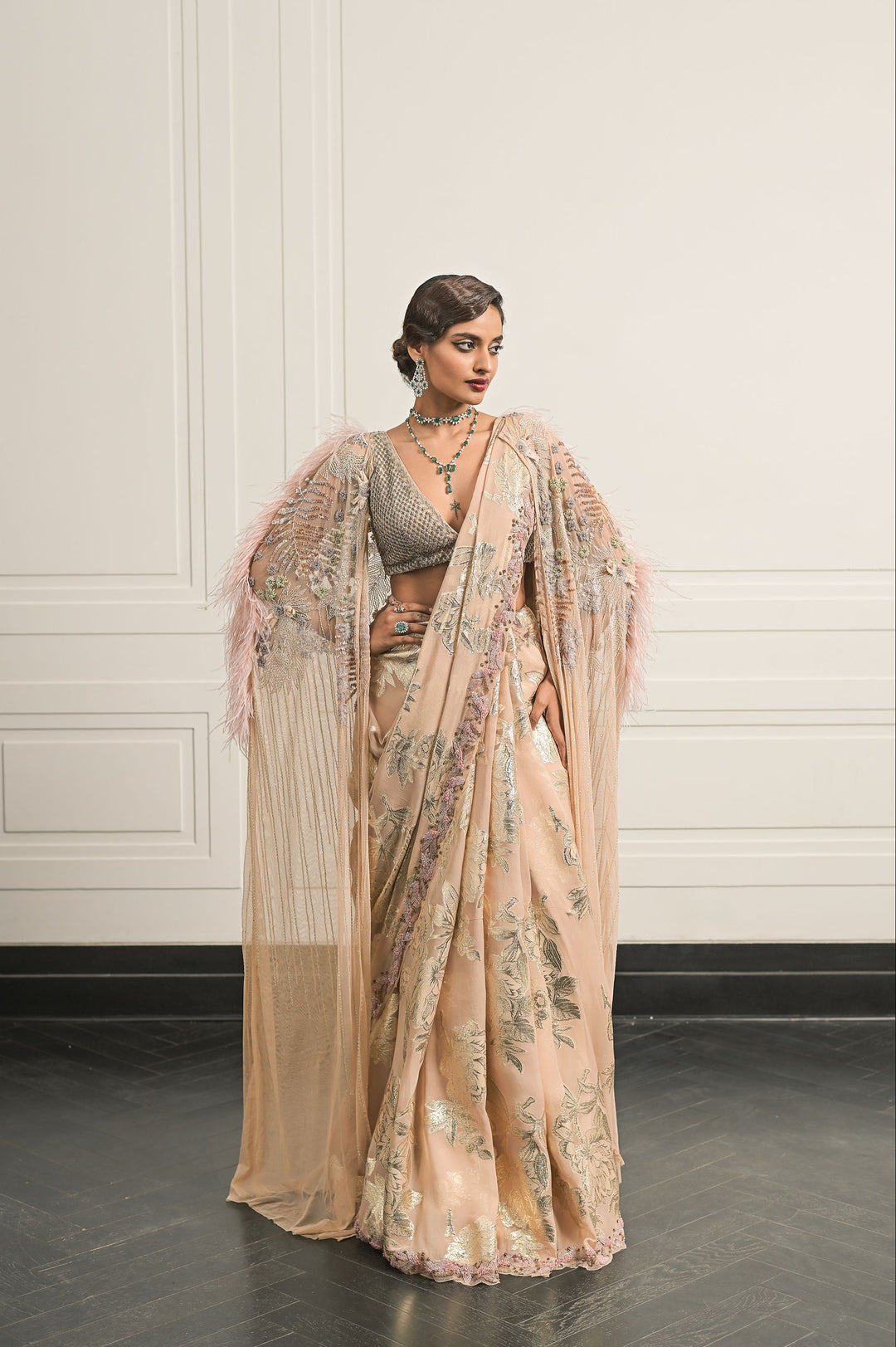 Tuberose Tales saree and blouse set