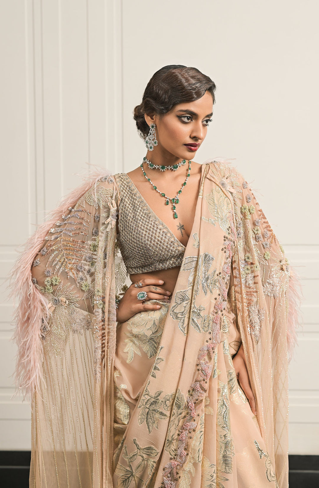 Tuberose Tales saree and blouse set