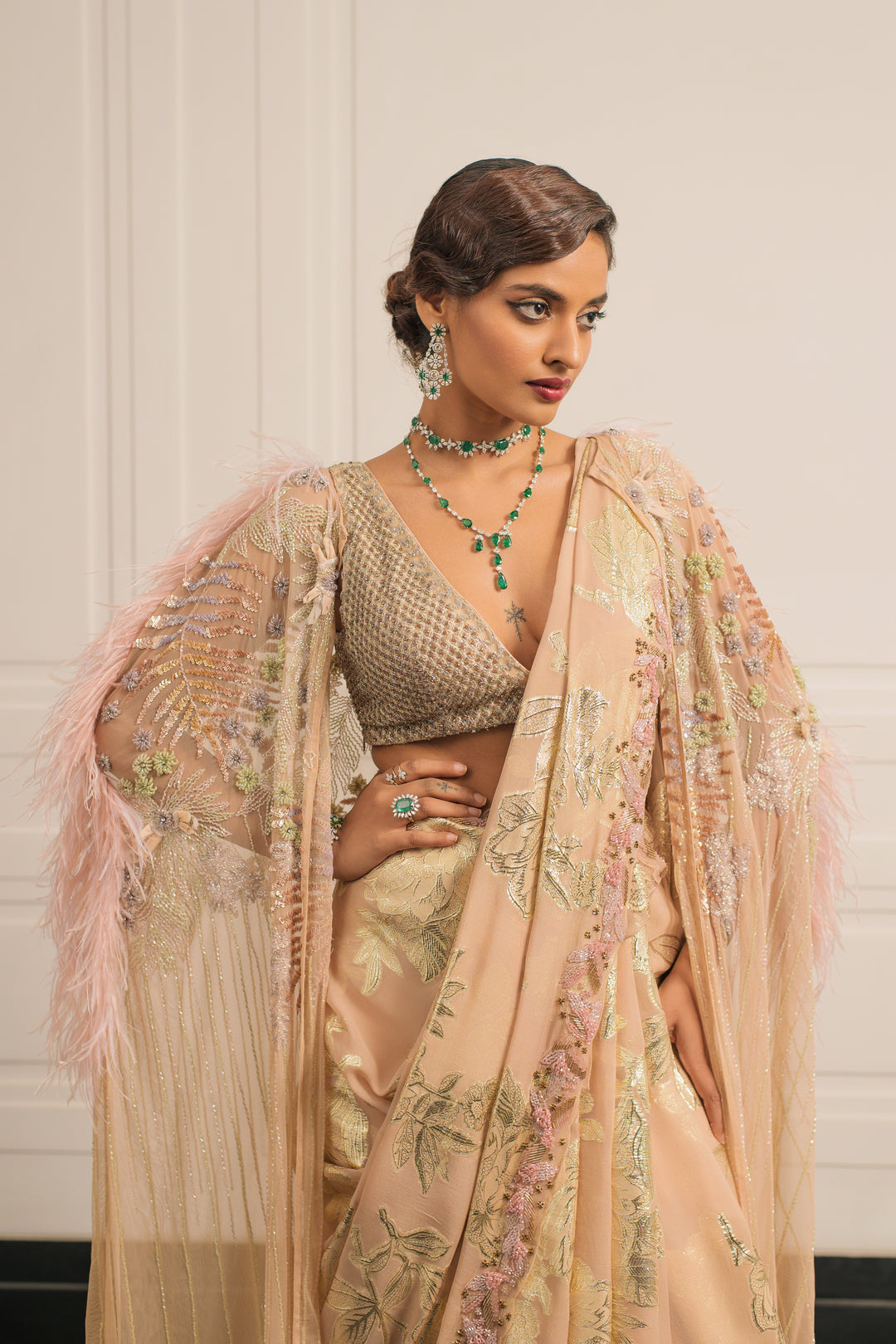 Tuberose Tales saree and blouse set