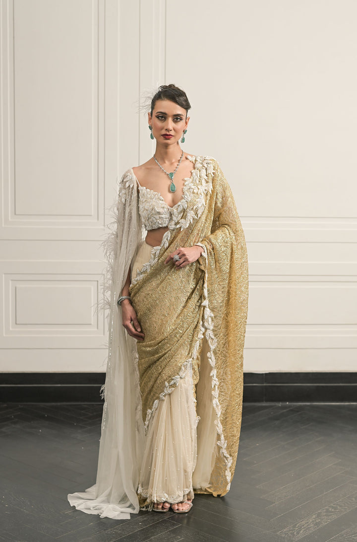 ivory ibaadat saree anf blouse set