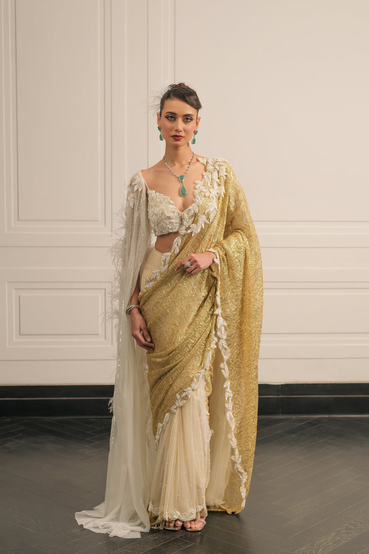 ivory ibaadat saree anf blouse set