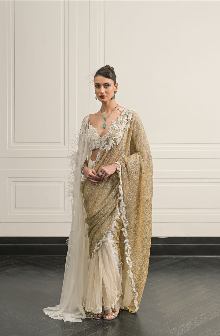 ivory ibaadat saree anf blouse set