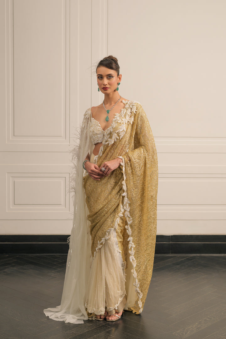 ivory ibaadat saree anf blouse set