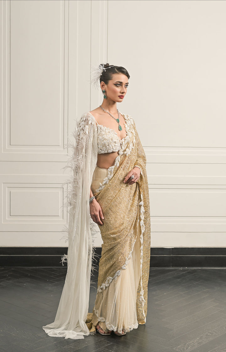 ivory ibaadat saree anf blouse set