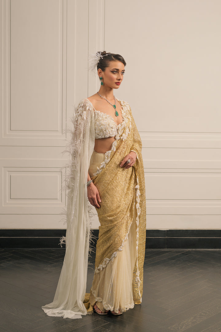 ivory ibaadat saree anf blouse set