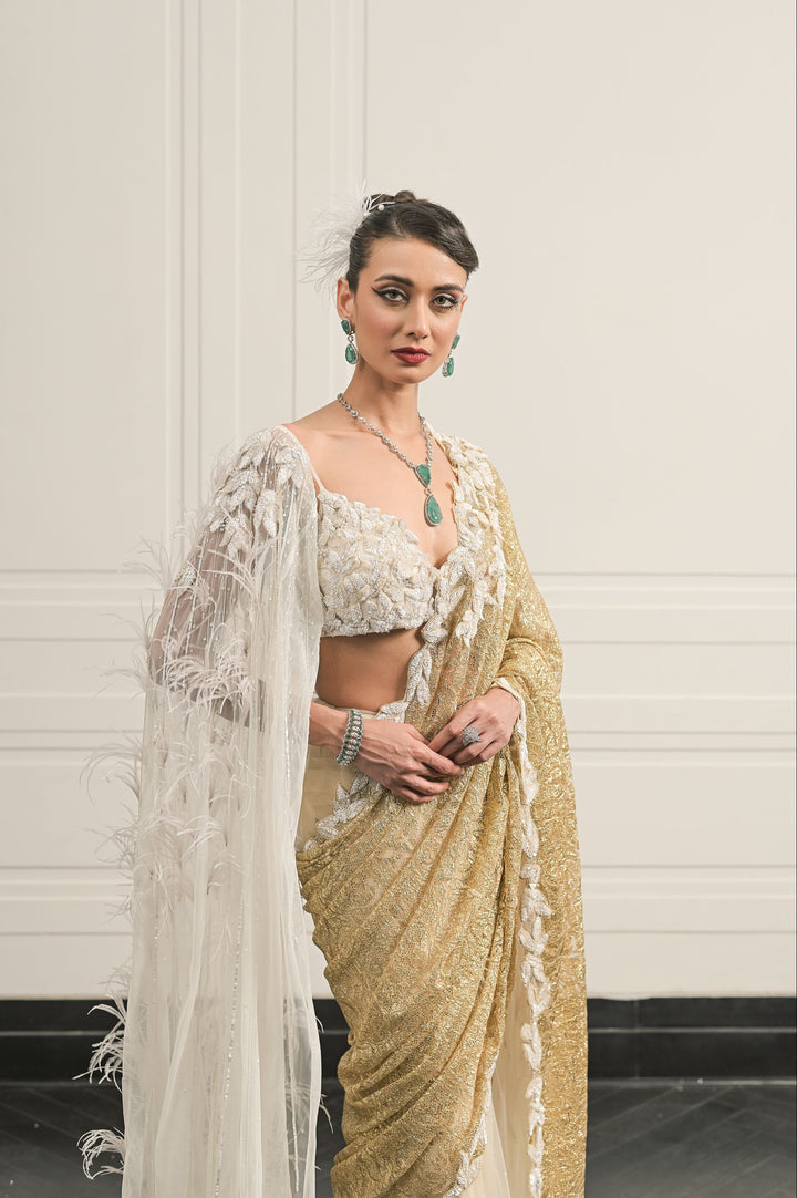 ivory ibaadat saree anf blouse set