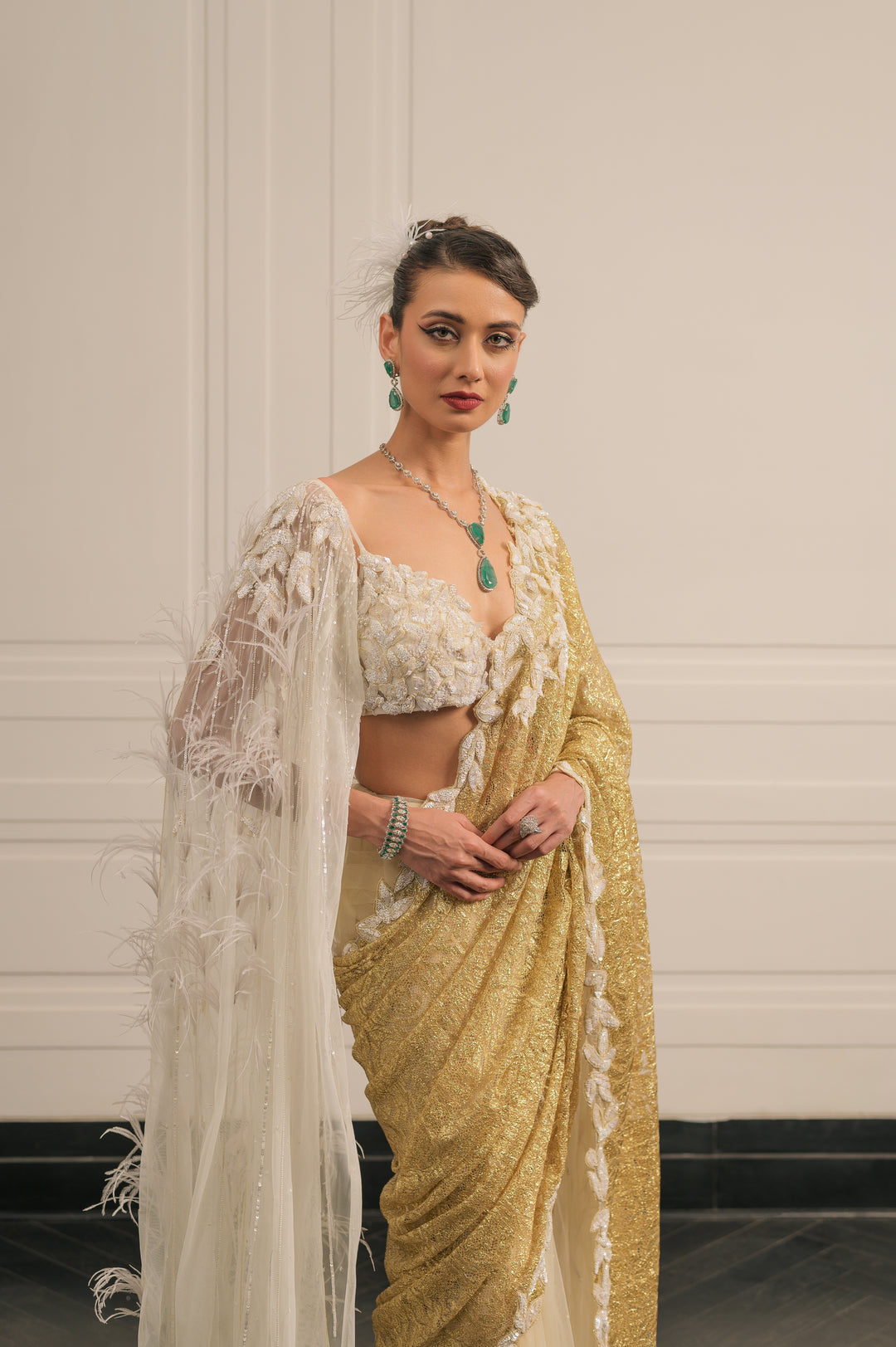 ivory ibaadat saree anf blouse set