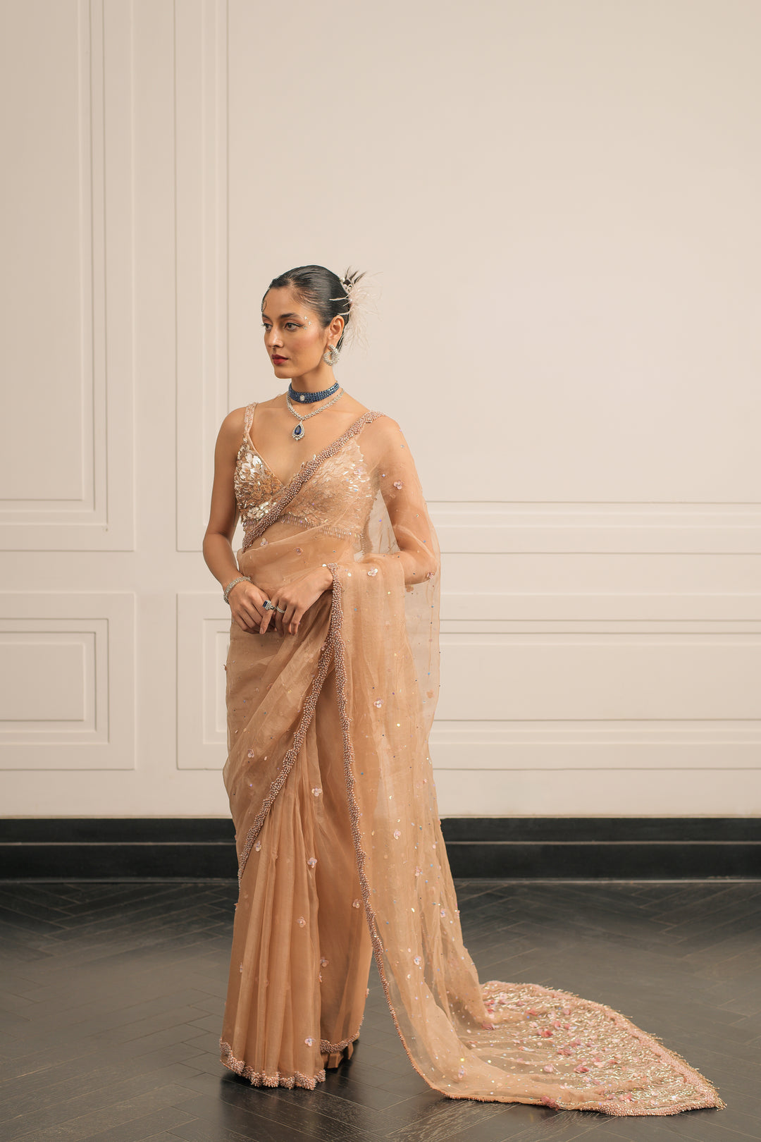 Regal Rosette saree and blouse set