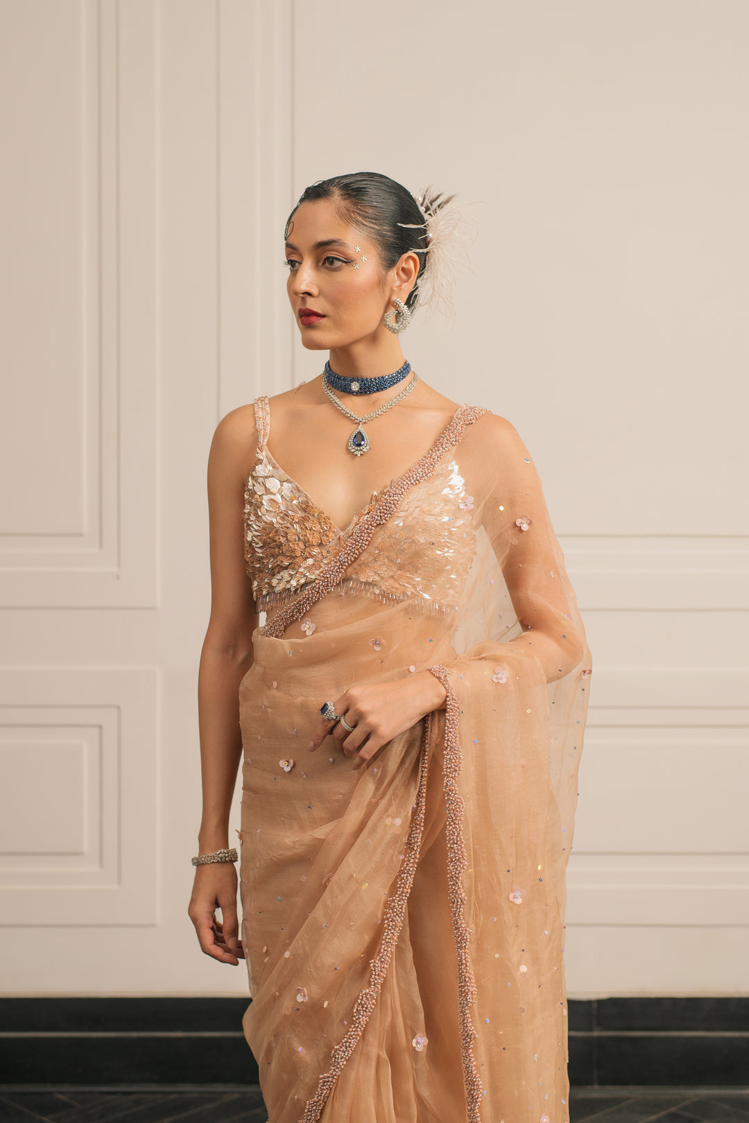Regal Rosette saree and blouse set
