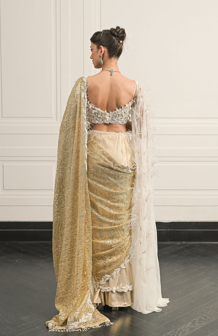 ivory ibaadat saree anf blouse set