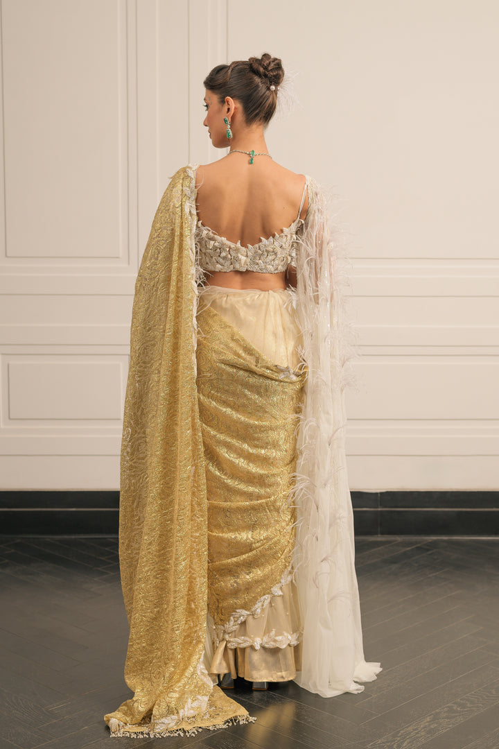 ivory ibaadat saree anf blouse set
