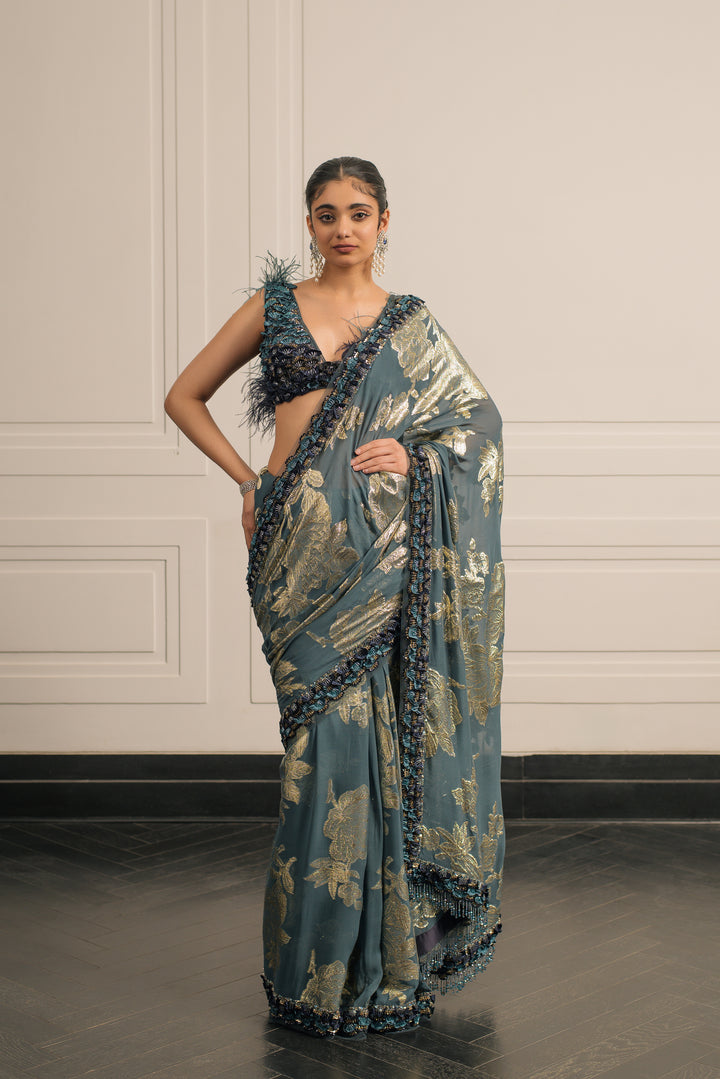 Veil of Parijat saree and blouse set