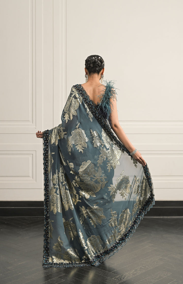 Veil of Parijat saree and blouse set