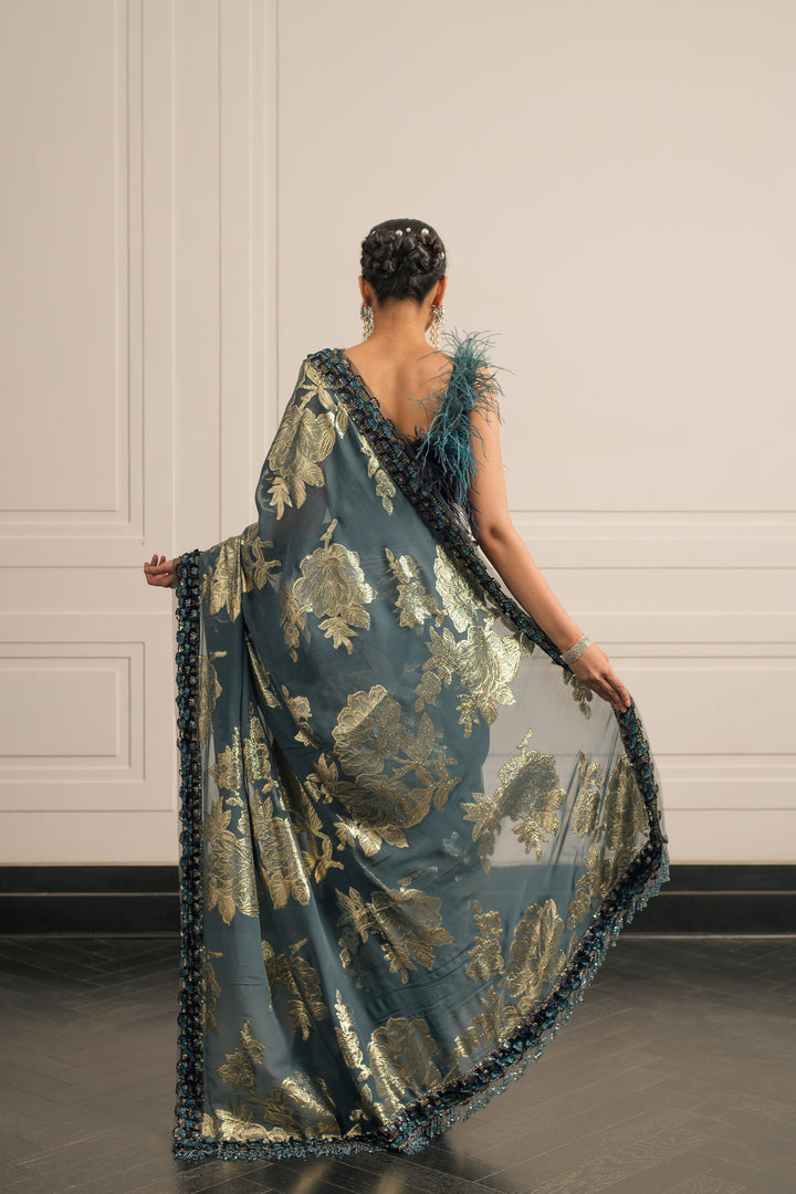Veil of Parijat saree and blouse set