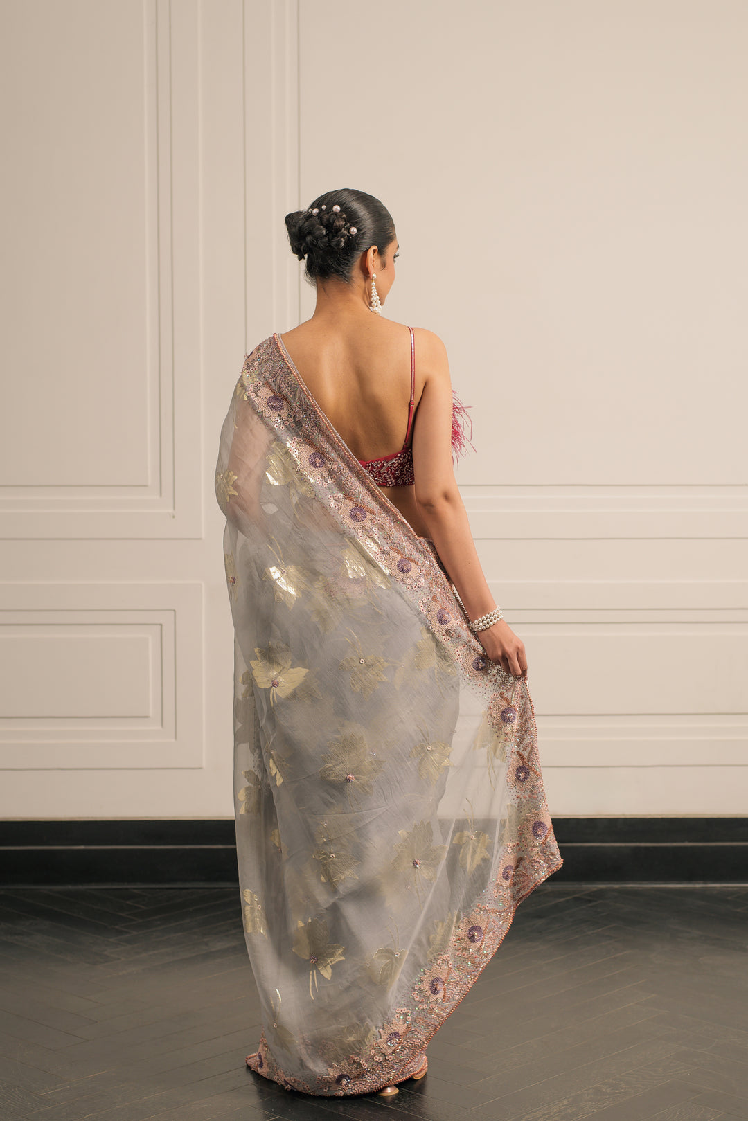 gulmohar saree and blouse set