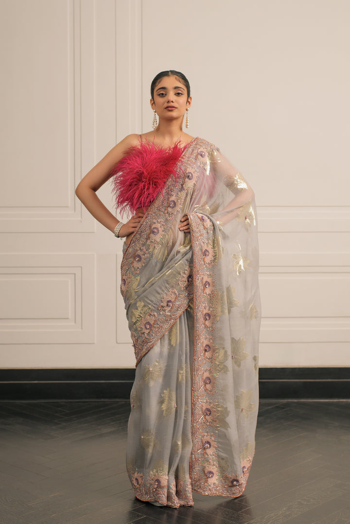 gulmohar saree and blouse set