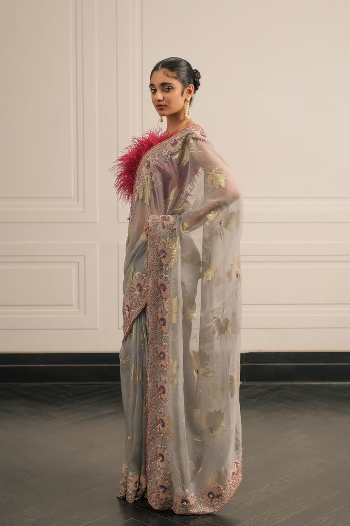 gulmohar saree and blouse set