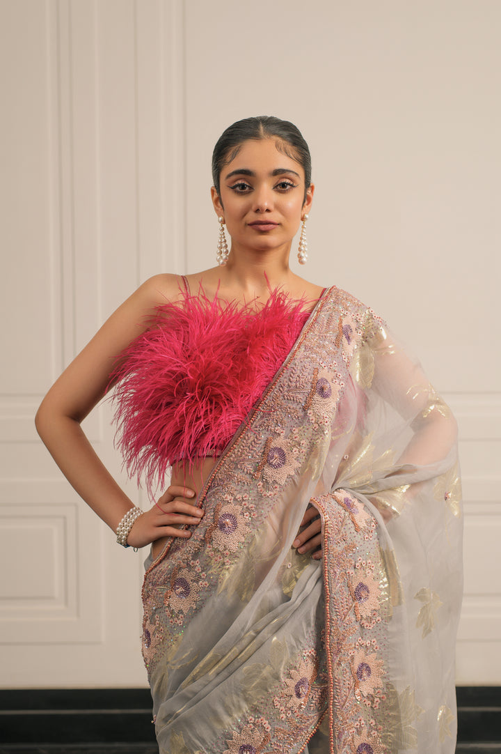 gulmohar saree and blouse set