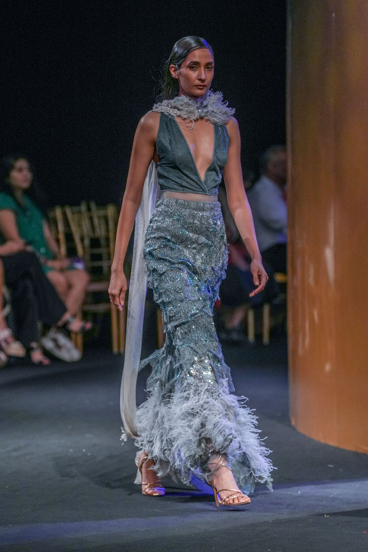 Bloom Bodysuit With Skirt & Scarf